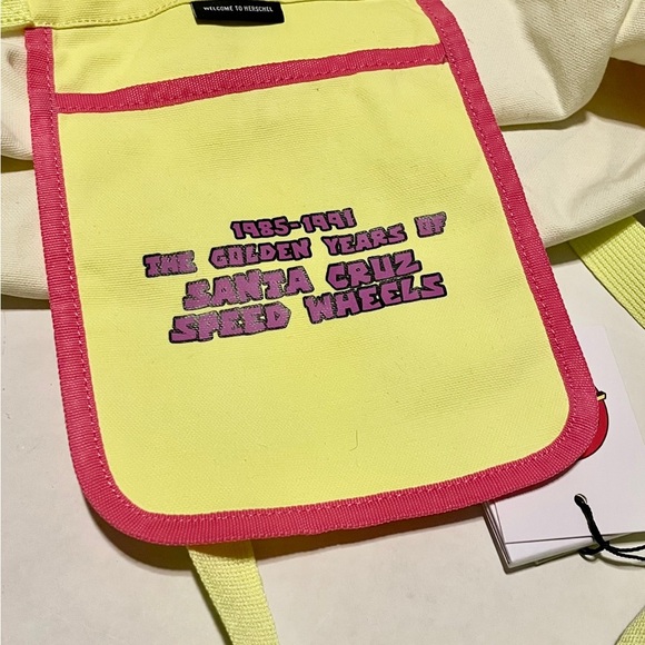 💚💚 Santa Cruz x Herschel Supply Co. Canvas ToteBag,neon green-yellow ~17” - Picture 5 of 6